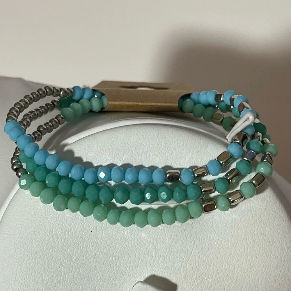3 Ombré Handmade Stretch Bracelet Set, Hypoallergenic Jewelry, silver tu… - Picture 6 of 7